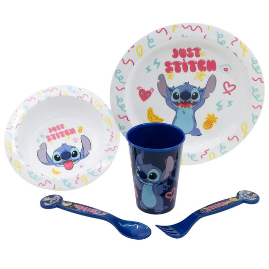 Disney Stitch Kinder Geschirr-Set 5 teilig Becher Teller Schüssel Besteck - WS-Trend.de