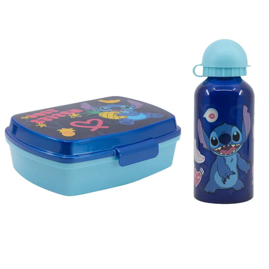 Disney Stitch 2 tlg. Kinder Lunch Set Brotdose mit Alu-Trinkflasche 400 ml - WS-Trend.de