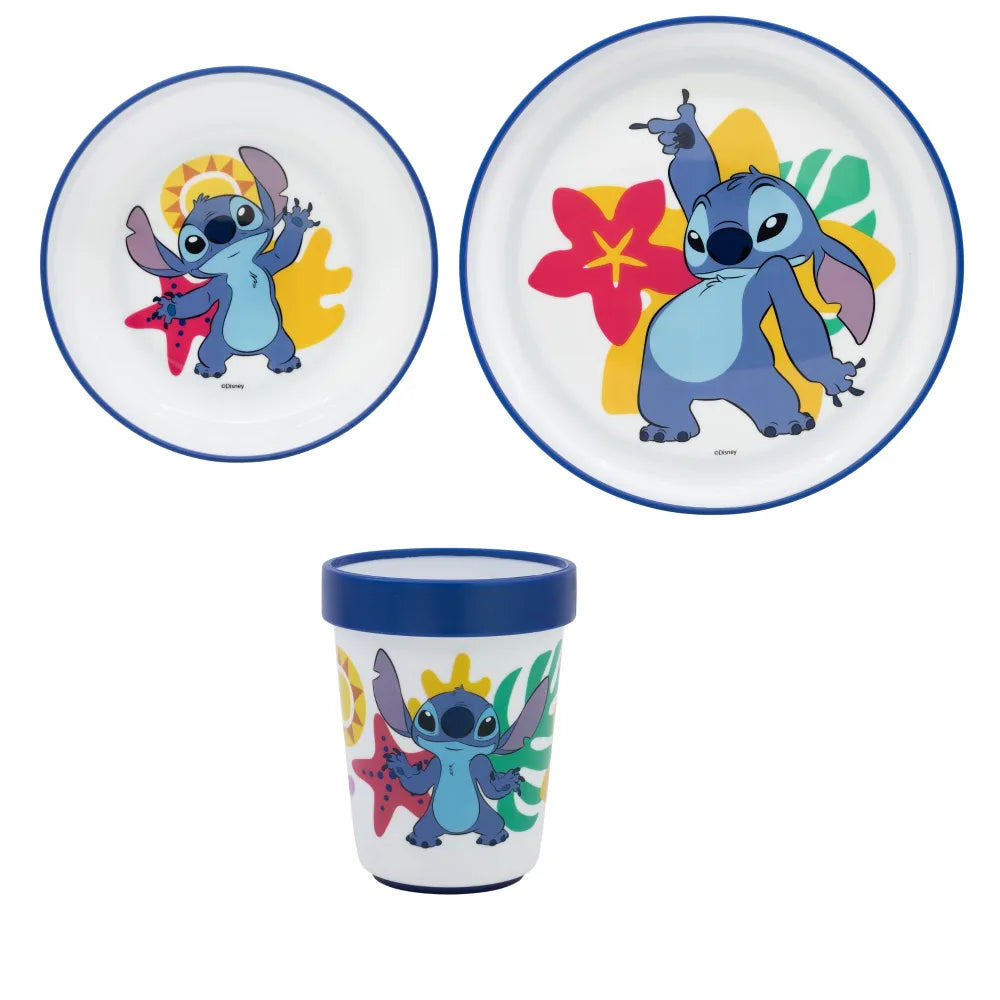 Disney Stitch Kinder Geschirr-Set 3 teilig Becher Teller Schüssel antirutsch - WS-Trend.de