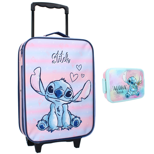 Disney Lilo und Stitch 2 tlg. Set Kinder Trolley Rucksack Reisekoffer Lunchbox