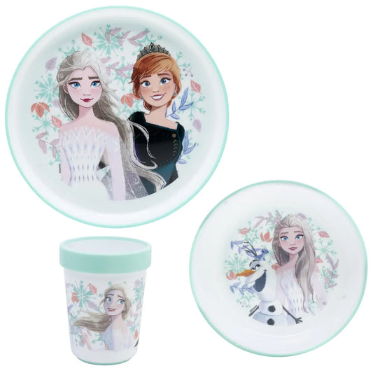 Disney Die EIskönigin Elsa Kinder Geschirr-Set 3 teilig Becher Teller Schüssel - WS-Trend.de