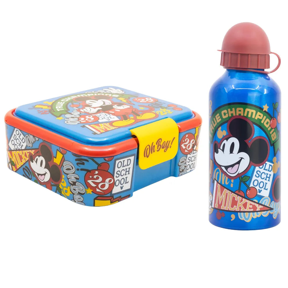 Disney Mickey Maus 2 tlg. Set XL Brotdose Aluminium Trinkflasche 530 ml - WS-Trend.de