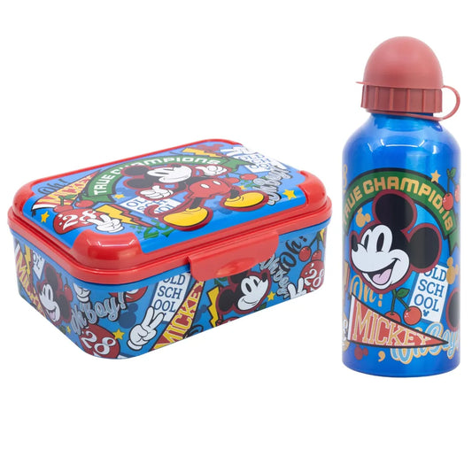 Disney Mickey Maus 2 tlg.Kinder Set Brotdose Aluminium Trinkflasche 530 ml - WS-Trend.de