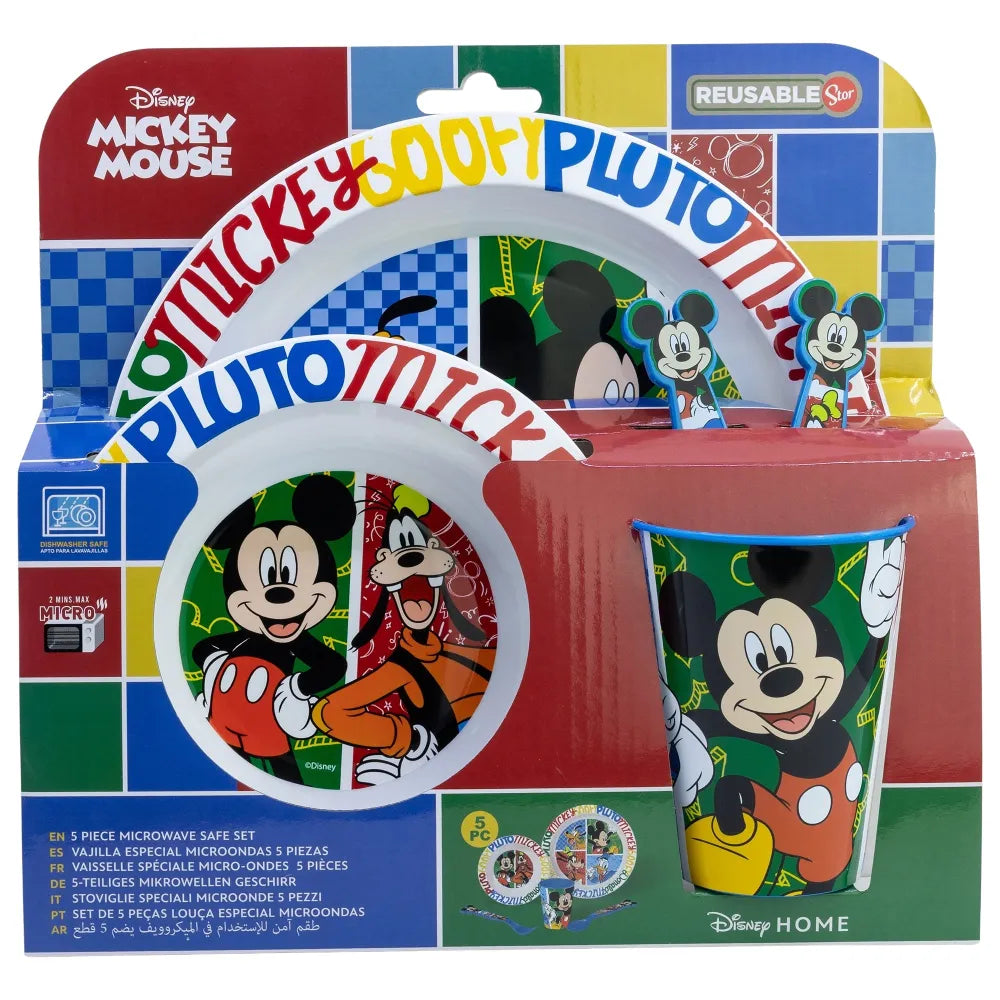 Disney Mickey Maus Kinder Geschirr-Set 5 teilig Becher Teller Schüssel Besteck - WS-Trend.de