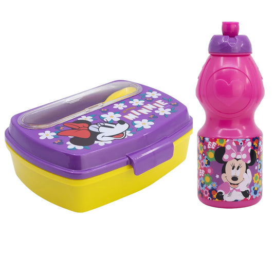 Disney Minnie Maus Mädchen 4 tlg. Set Brotdose Trinkflasche Gabel Löffel - WS-Trend.de