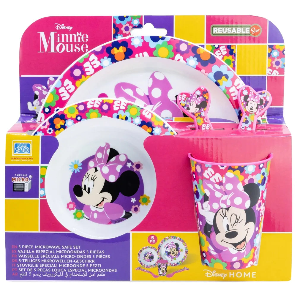 Disney Minnie Mouse Kinder Geschirr-Set 5 teilig Becher Teller Schüssel Besteck - WS-Trend.de