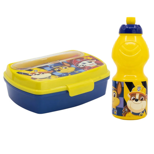 Paw Patrol Chase Rubble 4 tlg Kinder Set Brotdose Besteck Trinkflasche 400 ml - WS-Trend.de