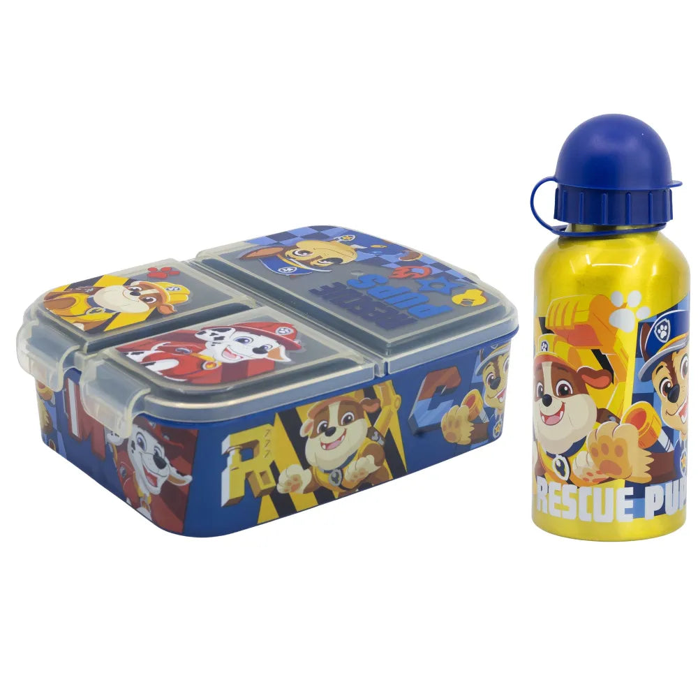 Paw Patrol Chase Rubble 2 tlg Kinder Set Brotdose Alu Trinkflasche 400 ml - WS-Trend.de