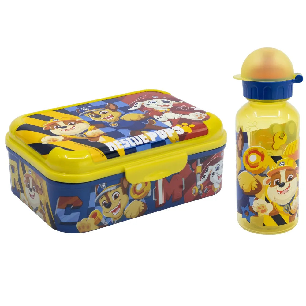 Paw Patrol Chase Rubble 2 tlg Kinder Set Brotdose Trinkflasche 370 ml - WS-Trend.de