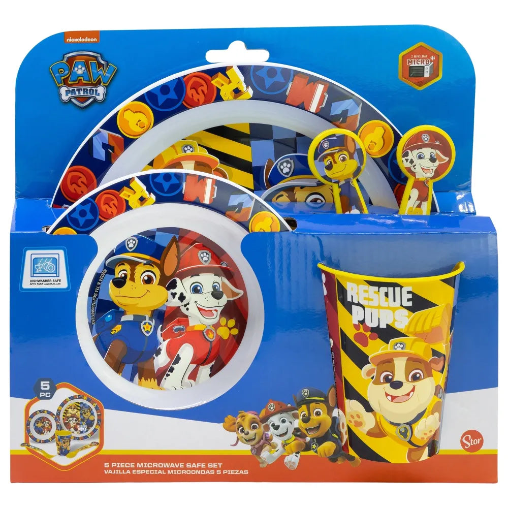 Paw Patrol Kinder Geschirr-Set 5 teilig Becher Teller Schüssel Besteck - WS-Trend.de