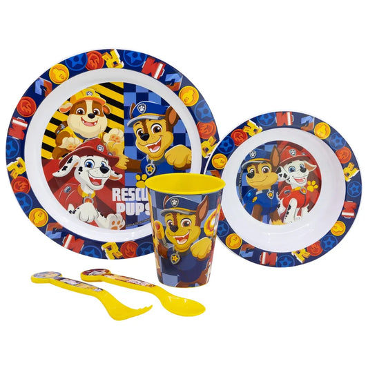 Paw Patrol Kinder Geschirr-Set 5 teilig Becher Teller Schüssel Besteck - WS-Trend.de