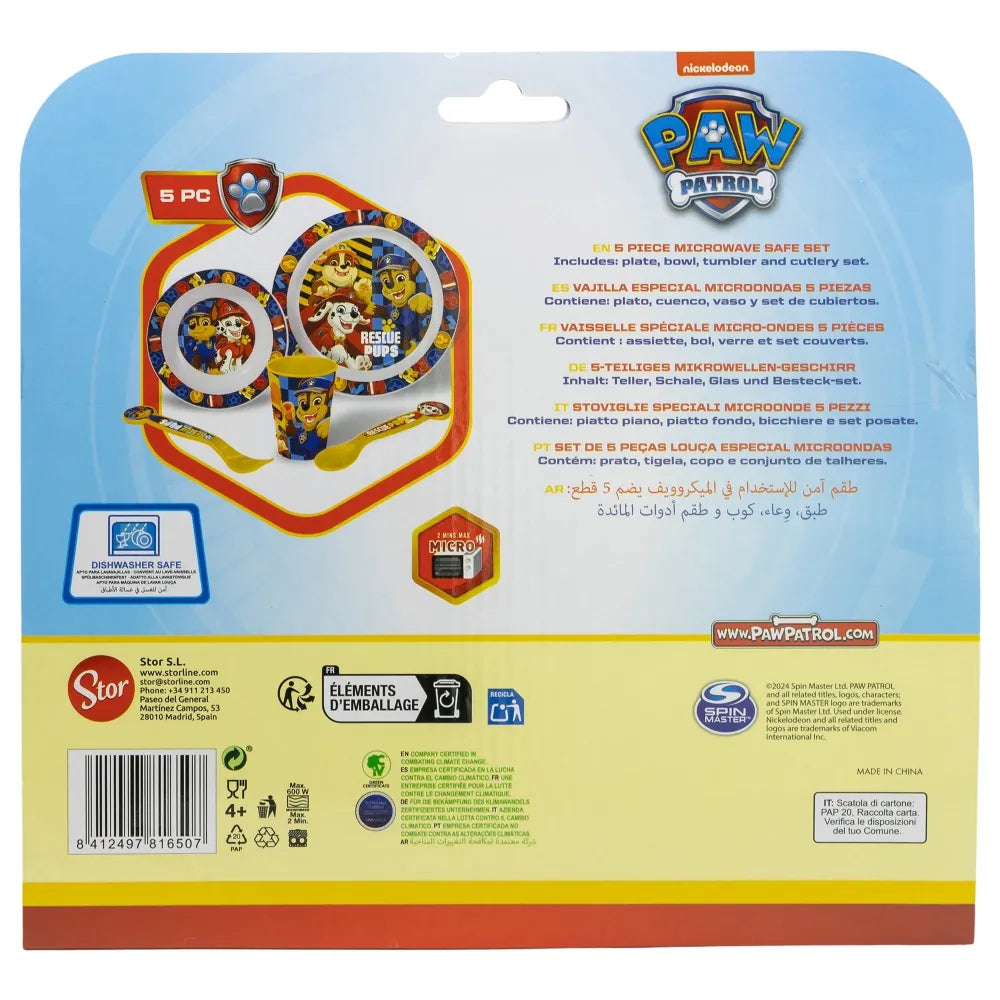 Paw Patrol Kinder Geschirr-Set 5 teilig Becher Teller Schüssel Besteck - WS-Trend.de