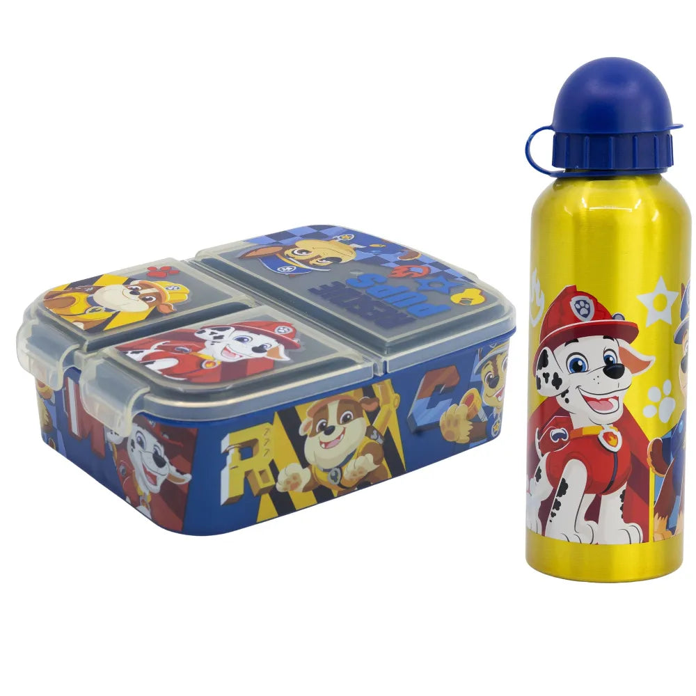 Paw Patrol Chase Rubble 2 tlg Kinder Set Brotdose Alu Trinkflasche 530 ml - WS-Trend.de