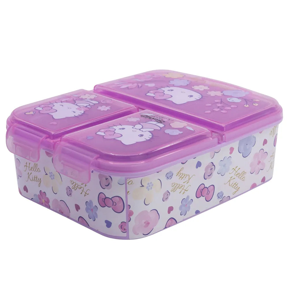 Hello Kitty 2 tlg. Lunch Set Brotdose mit 3 Kammern Trinkbecher 350 ml - WS-Trend.de