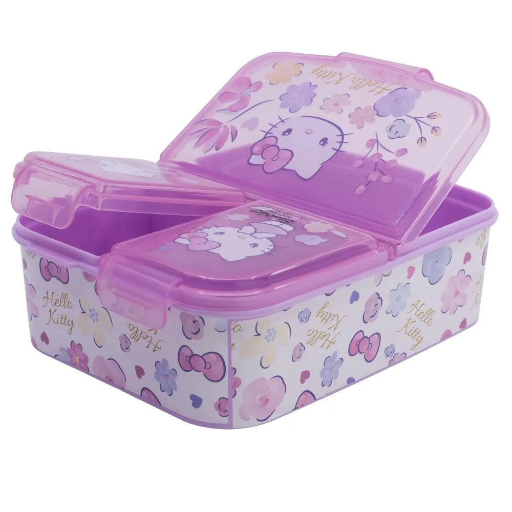 Hello Kitty 2 tlg. Lunch Set Brotdose mit 3 Kammern Trinkbecher 260 ml - WS-Trend.de