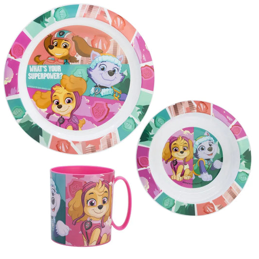 Paw Patrol Skye Liberty Kinder Geschirr-Set 3 teilig Becher Teller Schüssel - WS-Trend.de