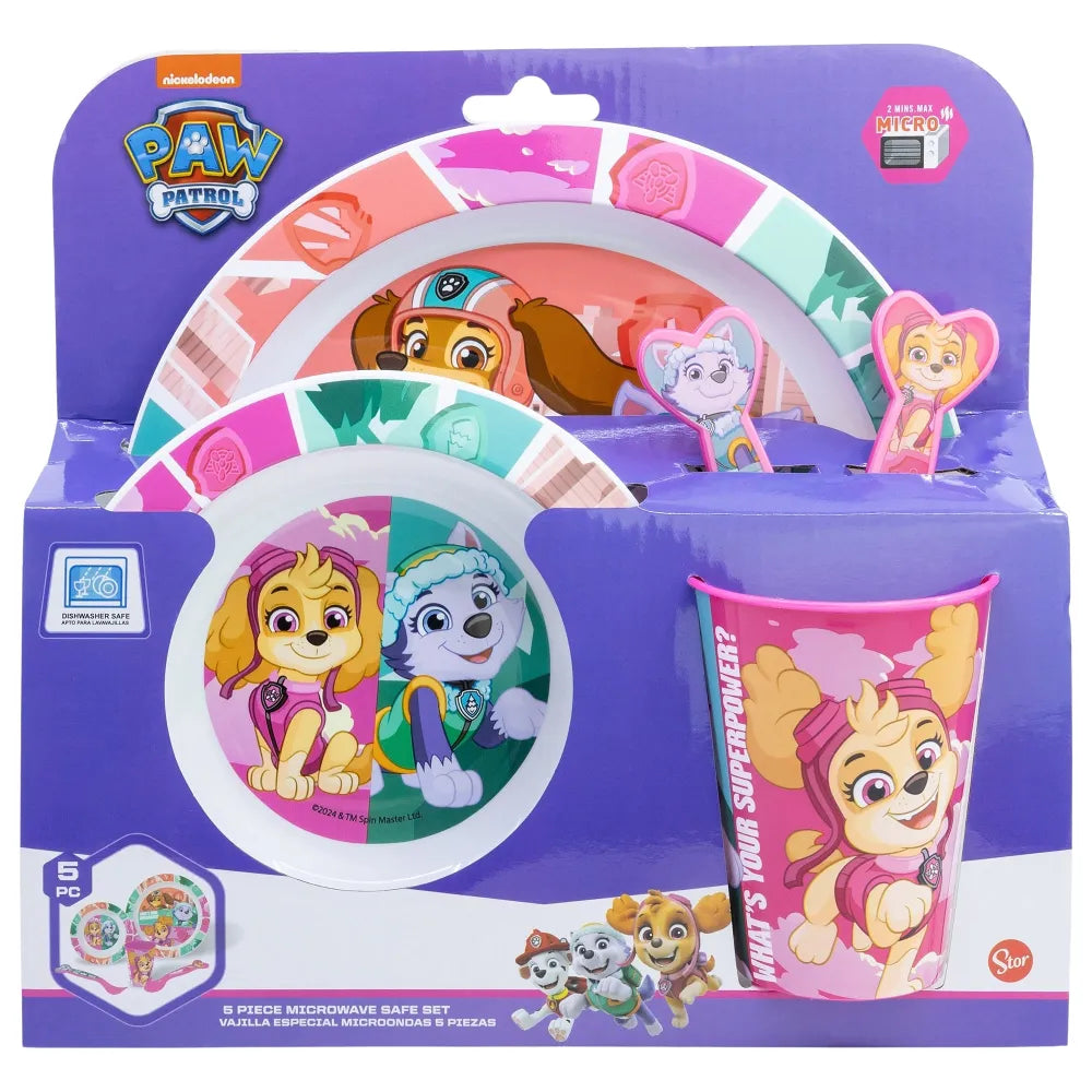 Paw Patrol Skye Kinder Geschirr-Set 5 teilig Becher Teller Schüssel Besteck - WS-Trend.de