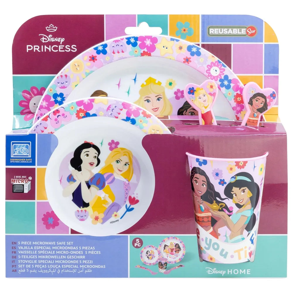 Disney Prinzessin Kinder Geschirr-Set 5 teilig Becher Teller Schüssel Besteck - WS-Trend.de