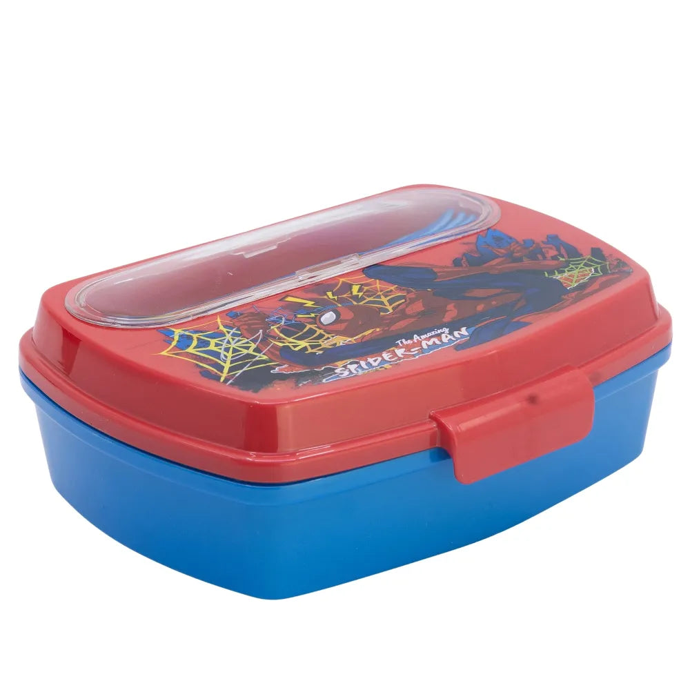 Marvel Spiderman 4 teiliges Kinder Set Brotdose Trinkflasche 370 ml Besteck - WS-Trend.de