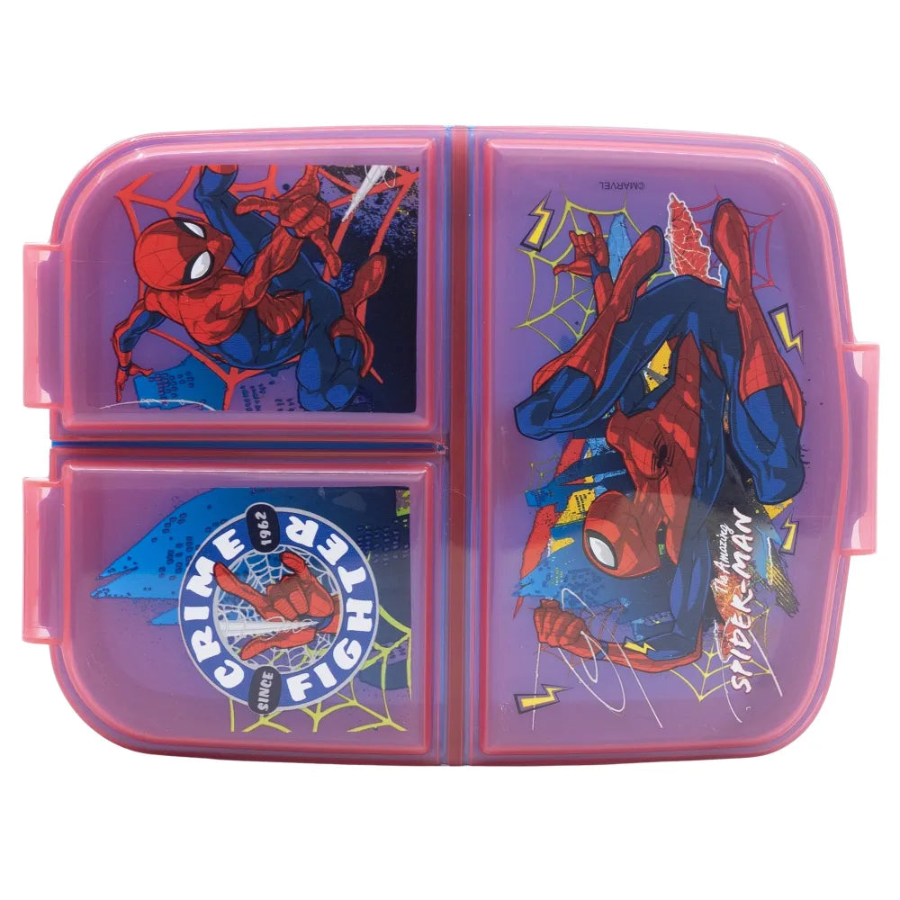 Marvel Spiderman 2 teiliges Kinder Set 3 Kammern Brotdose Alu Trinkflasche 400 ml - WS-Trend.de