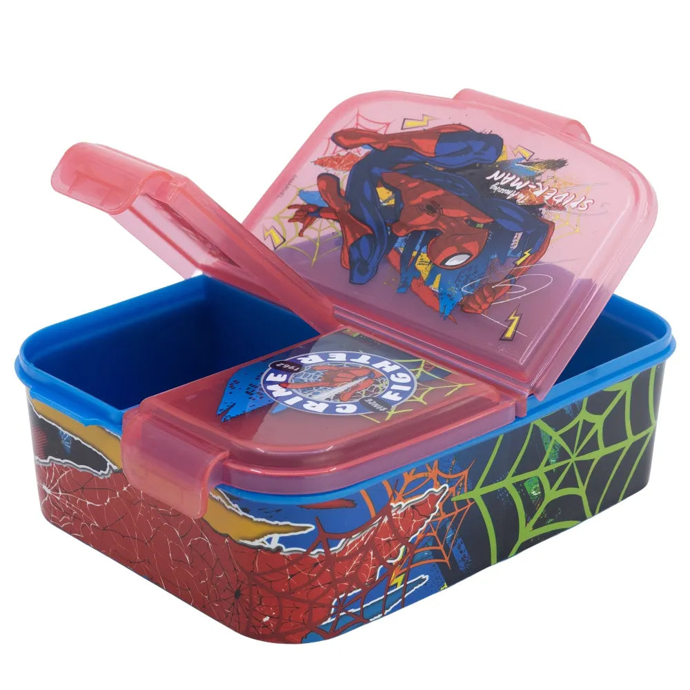 Marvel Spiderman 2 teiliges Kinder Set 3 Kammern Brotdose Alu Trinkflasche 400 ml - WS-Trend.de