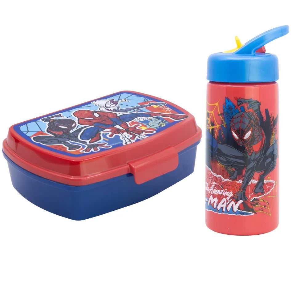 Marvel Spiderman 2 teiliges Kinder Set Brotdose Trinkflasche 410 ml - WS-Trend.de