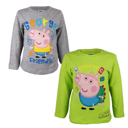 Peppa Wutz George Jungen Kinder langarm T-Shirt - WS-Trend.de PEPPA Friends Langarmshirt für 92-122 Grün Grau