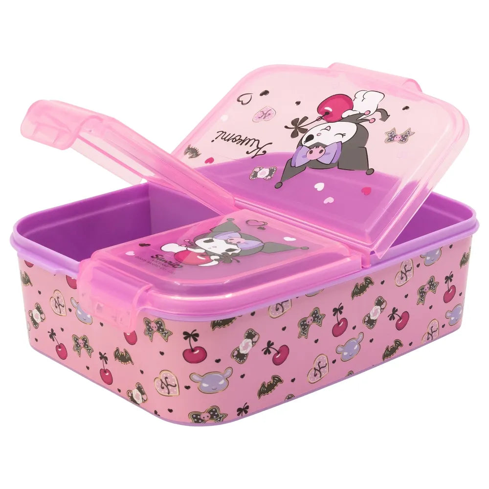 Kuromi Sanrio 2 tlg. Lunch Set Brotdose mit 3 Kammern Trinkbecher 390 ml - WS-Trend.de