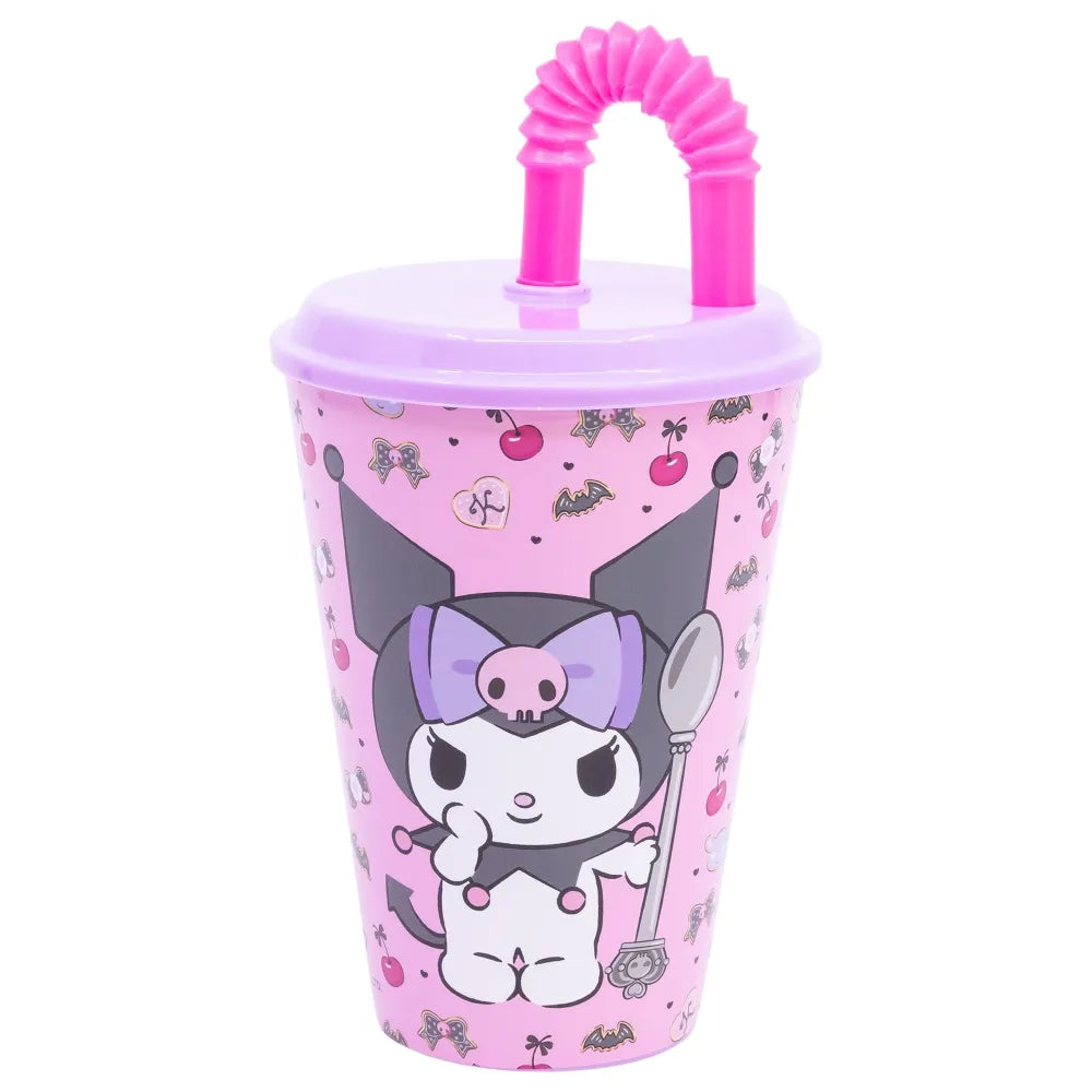 Kuromi Sanrio 2 tlg. Lunch Set Brotdose mit 3 Kammern Halm Trinkbecher 430 ml - WS-Trend.de