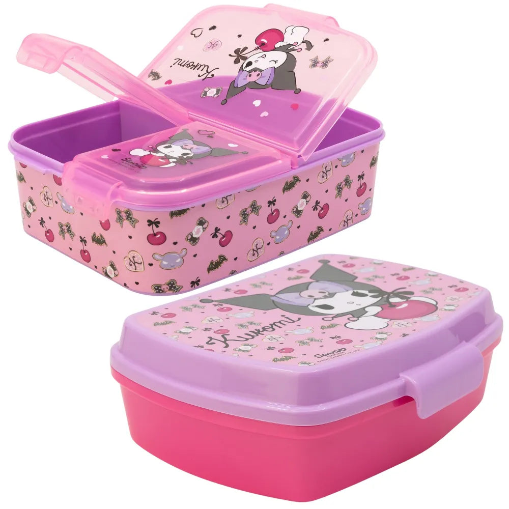 Kuromi Hello Kitty 2 tlg. Lunch Set Brotdose mit 3 Kammern und 1 Kammer - WS-Trend.de