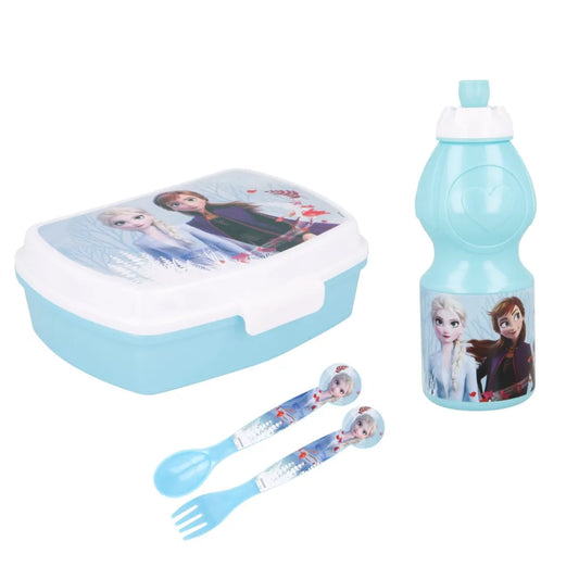 Die Eiskönigin 4-teiliges Set Brotdose - Trinkflasche - Löffel Gabel - WS-Trend.de Disney Anna 4 teiliges