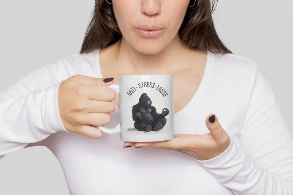 Yoga Affe Gorilla Anti Stress Keramik Kaffeetasse Teetasse Tasse Geschenke - WS-Trend.de