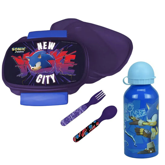 Sonic the Hedgehog 4 teiliges Lunch Set Brotdose Besteck Alu-Trinkflasche - WS-Trend.de