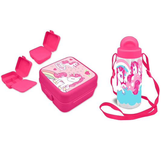 Sweet Einhorn Unicorn 2tlg. Lunch Set Brotdose plus Trinkflasche 500 ml - WS-Trend.de