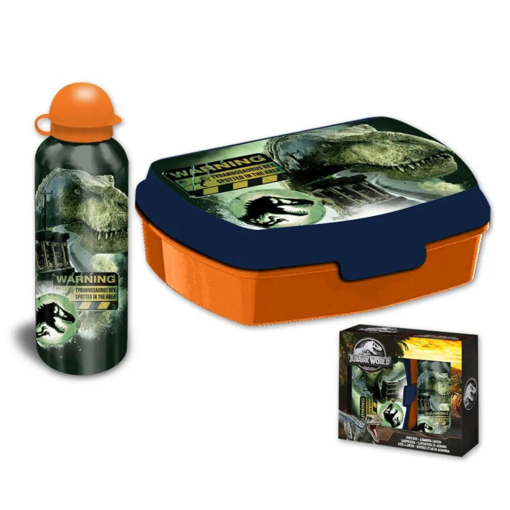 Jurassic World T-Rex 2tlg Lunch Set Brotdose plus Aluminium Trinkflasche 500 ml - WS-Trend.de