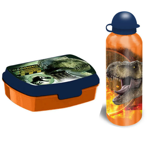 Jurassic World T-Rex 2tlg Lunch Set Brotdose plus Aluminium Trinkflasche 500 ml - WS-Trend.de