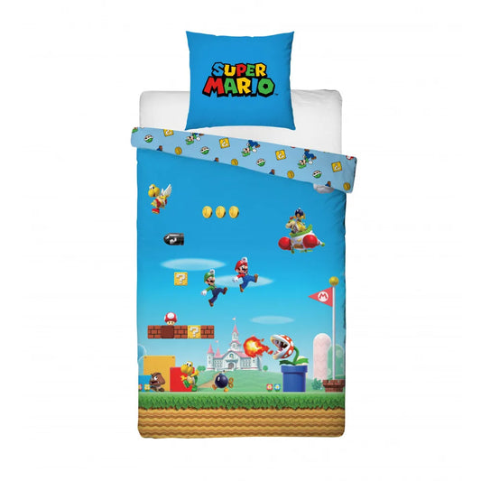 Super Mario Bros Mikrofaser Bettwäsche Set 135/140x200 63x63 cm - WS-Trend.de