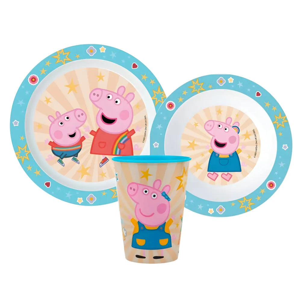 Peppa Wutz Pig George Kinder Geschirr-Set 3 teilig Becher Teller Schüssel - WS-Trend.de