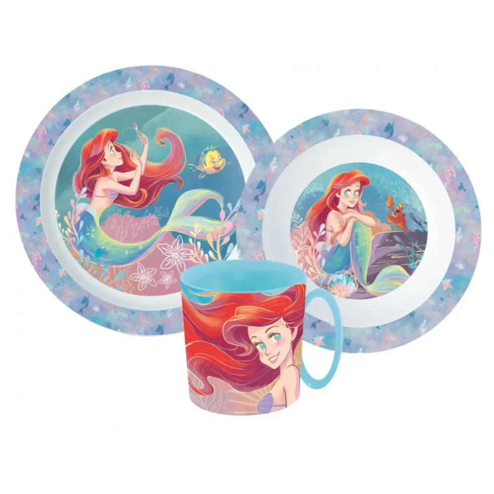 Disney Arielle Kinder Geschirr-Set 3 teilig Becher Teller Schüssel - WS-Trend.de