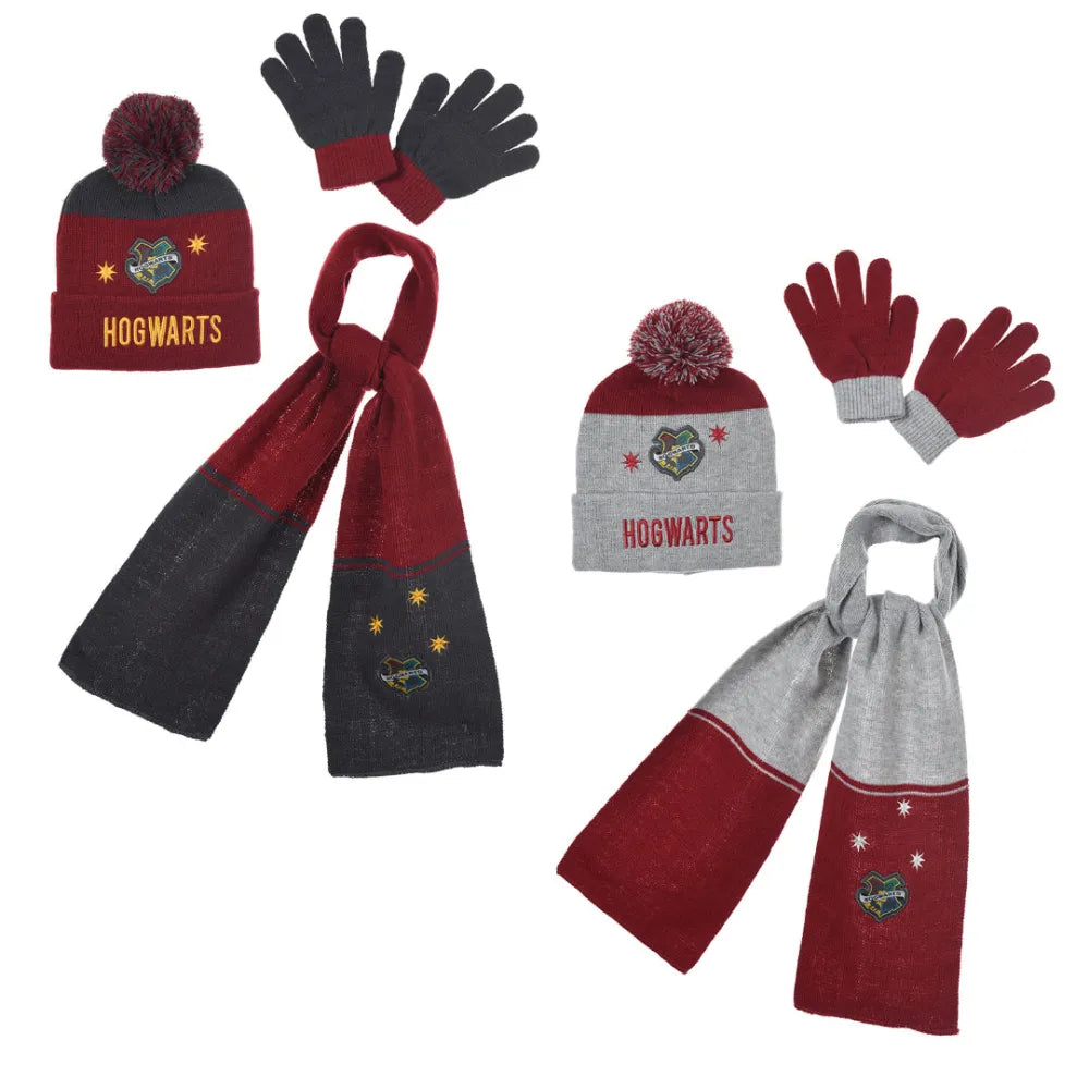 Harry Potter Hogwarts Kinder Jugend 3tlg Winter Set Mütze plus Schaal Handschuhe - WS-Trend.de