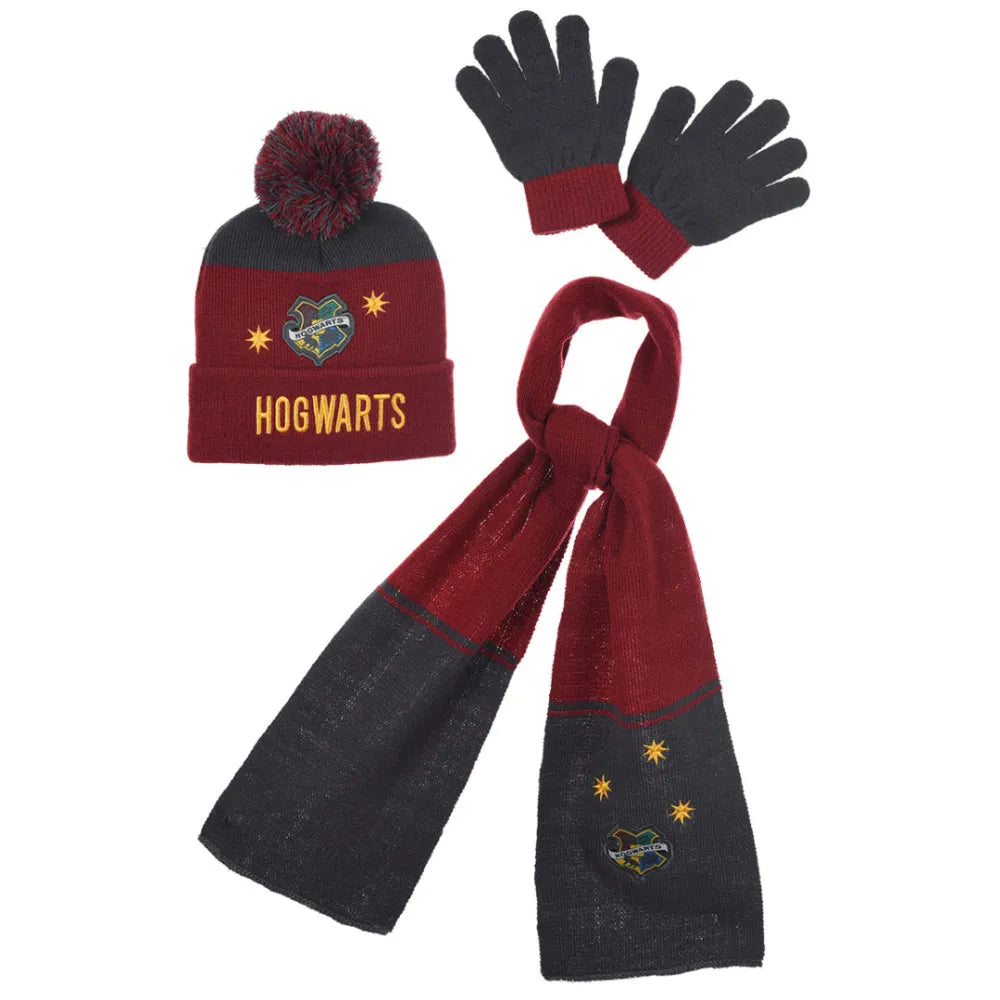 Harry Potter Hogwarts Kinder Jugend 3tlg Winter Set Mütze plus Schaal Handschuhe - WS-Trend.de