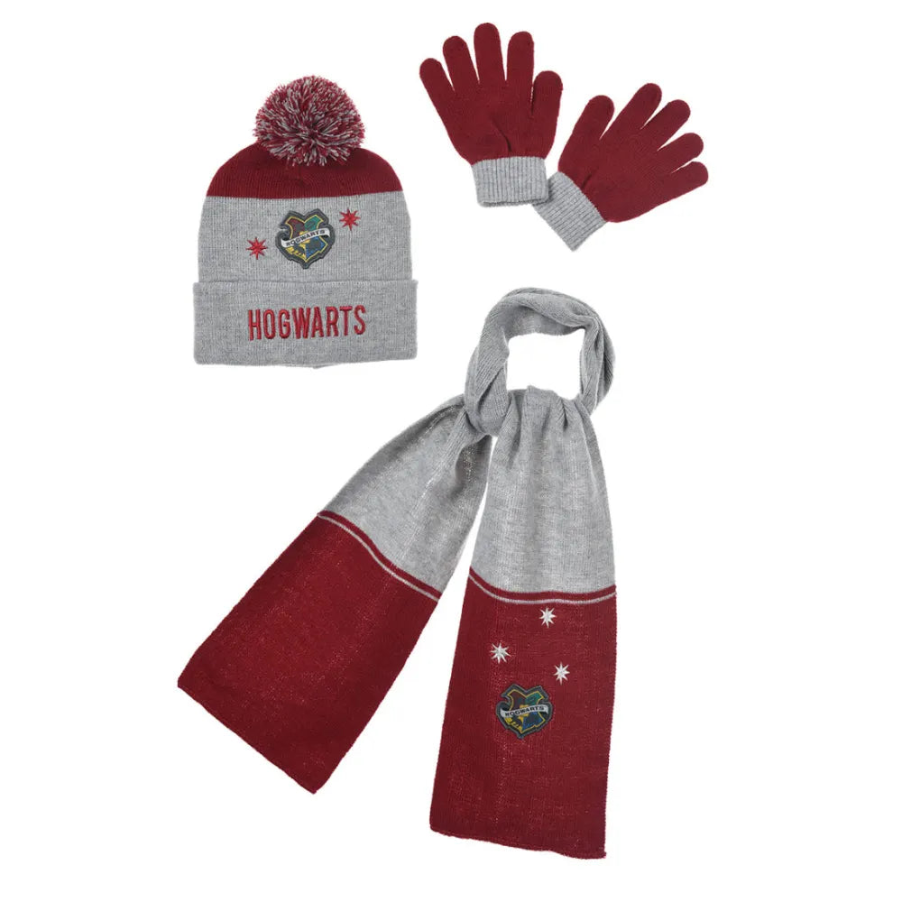 Harry Potter Hogwarts Kinder Jugend 3tlg Winter Set Mütze plus Schaal Handschuhe - WS-Trend.de