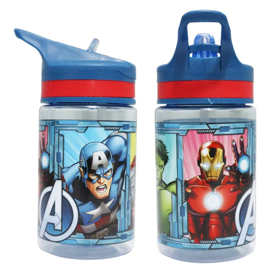 Marvel Avengers Hulk Iron Man Wasserflasche Trinkflasche Flasche 400 ml mit Halm - WS-Trend.de