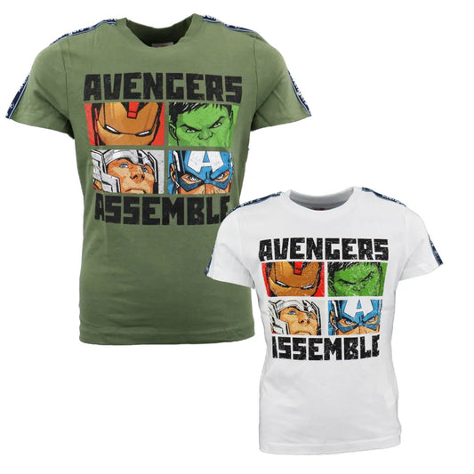 Marvel Avengers Kinder kurzarm T-Shirt - WS-Trend.de Weiß Grün 104-134 Baumwolle für Jungen