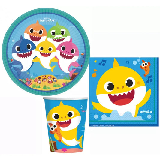 Baby Shark Geburtstag Deko Set 36tlg.Geschirr Partyset - WS-Trend.de Kinder Kindergeburtstag