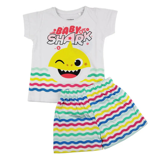 Baby Shark Hai Kinder Mädchen Schlafanzug - WS-Trend.de Pyjama kurz 92-116 100% Baumwolle