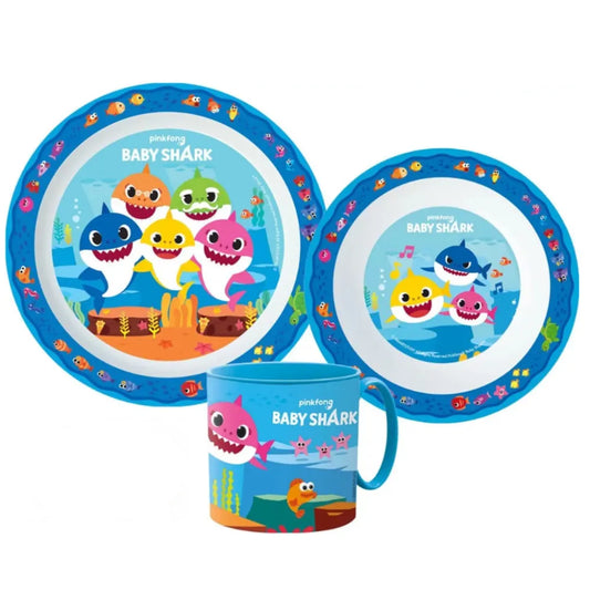 Baby Shark Haie Kinder Geschirr-Set 3 teilig Becher Teller Schüssel - WS-Trend.de