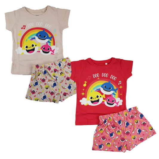 Baby Shark Hai Kinder Mädchen Schlafanzug - WS-Trend.de Pyjama kurz 92-116 100% Baumwolle