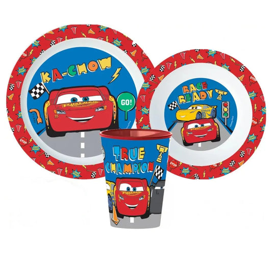 Disney Cars Lightning McQueen Kinder Geschirr-Set 3 tlg. Becher Teller Schüssel - WS-Trend.de