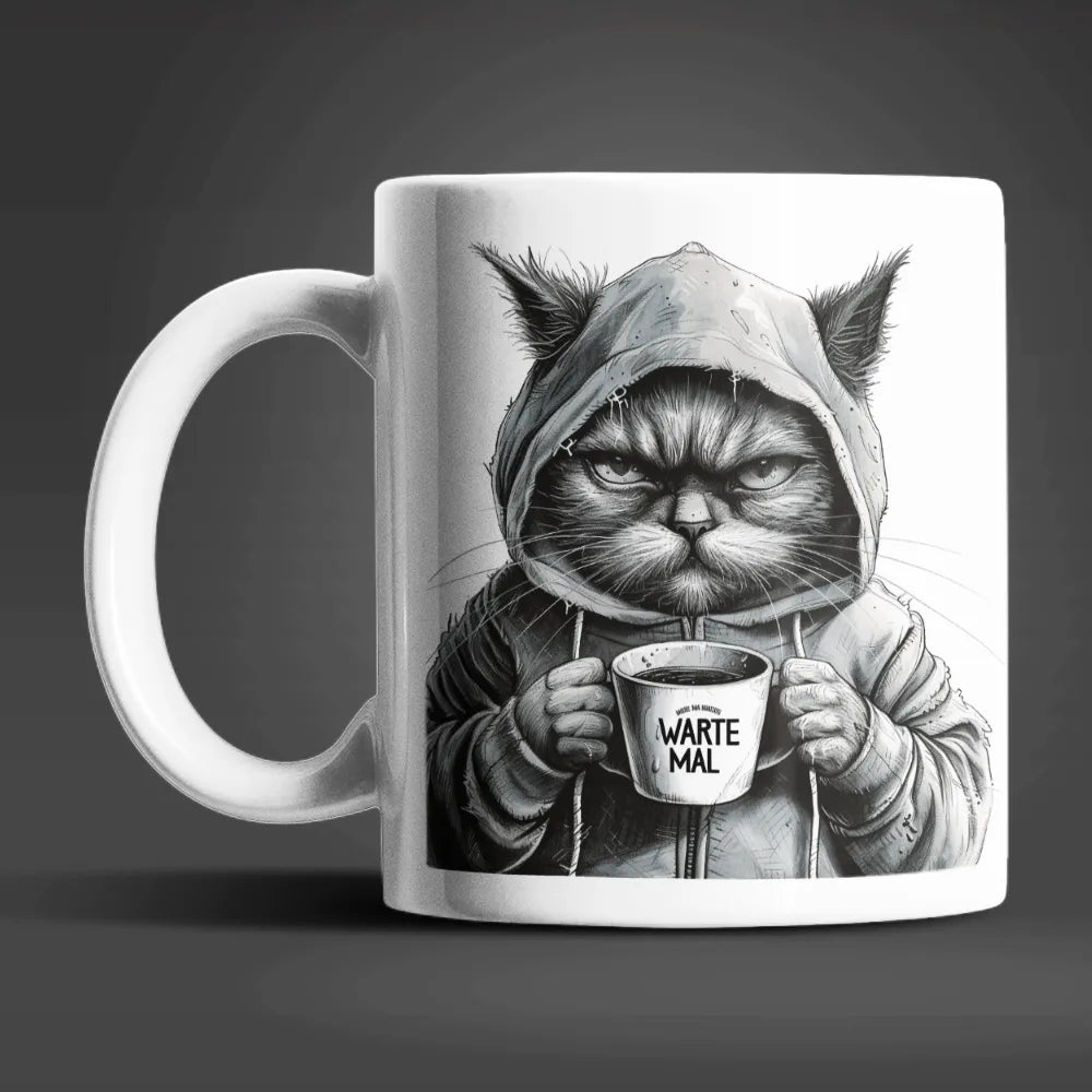 Katze im Hoodie witzige Keramik Kaffeetasse Teetasse Tasse Geschenke - WS-Trend.de